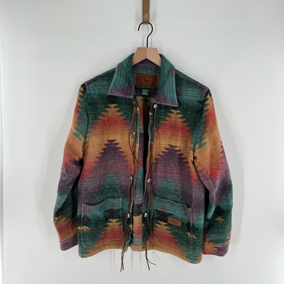 Ralph Lauren Jackets & Blazers - Vintage Ralph Lauren Southwestern Aztec Wool Fringe Jacket Size Large